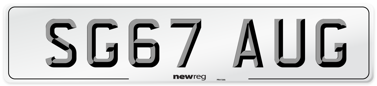 SG67 AUG Number Plate from New Reg
